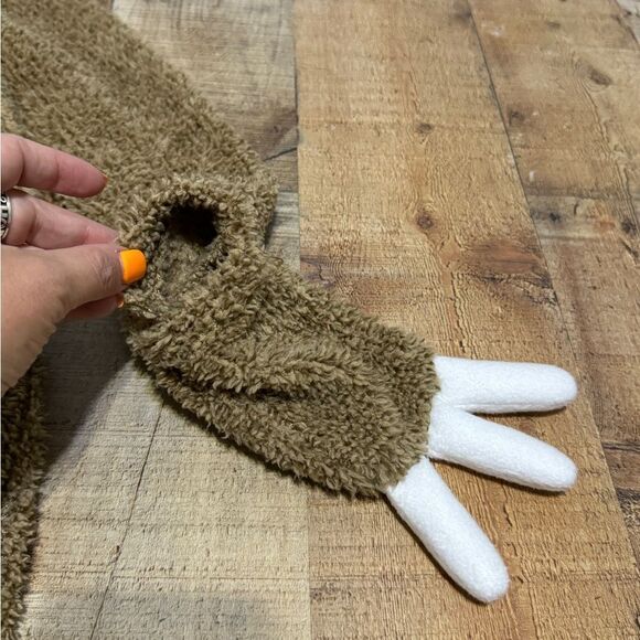 Sloth one piece jumpsuit romper hoodie mittens costume fleece animal - Picture 6 of 10